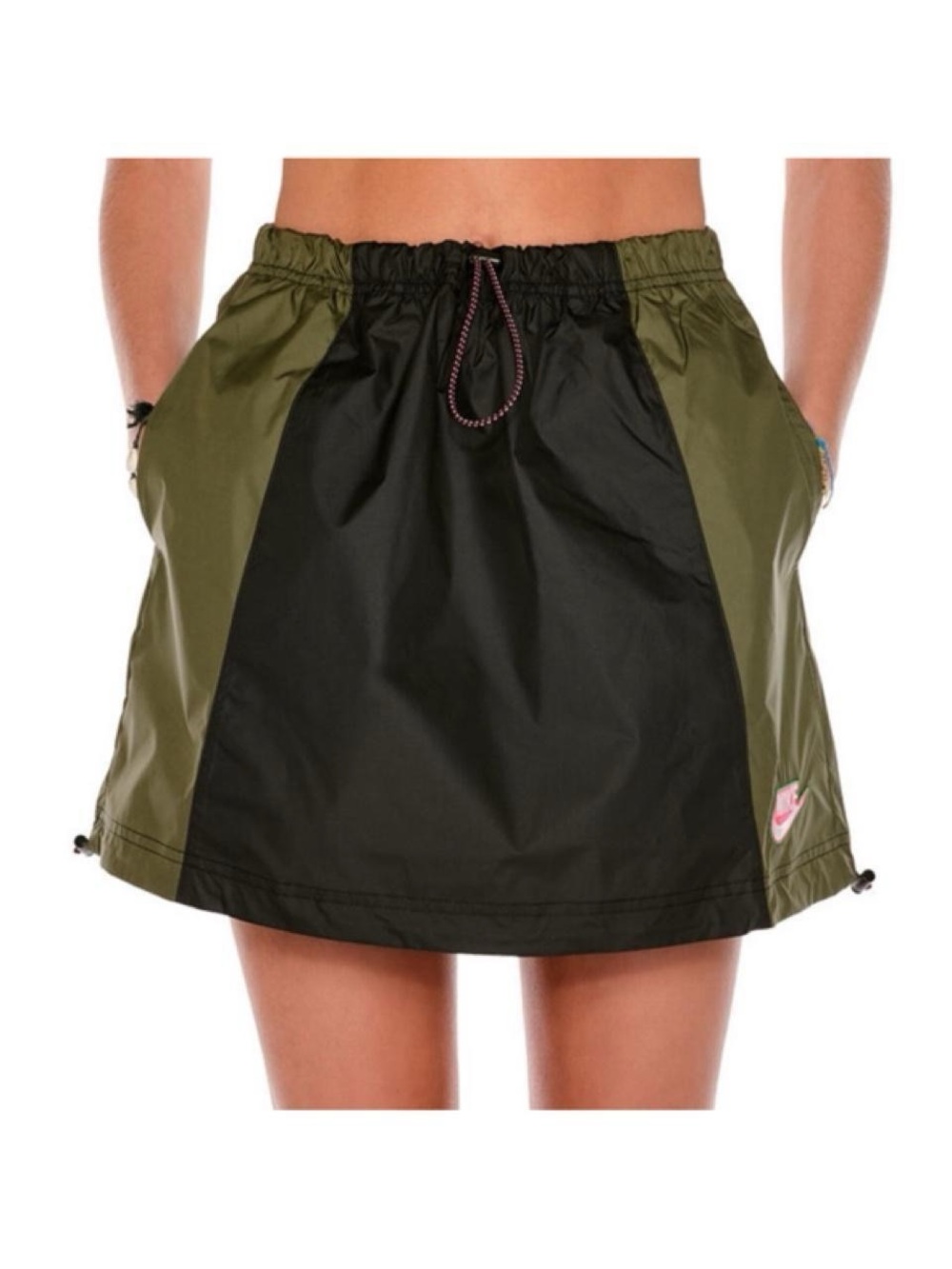 Nike Icon Clash Woven Windbreaker Skirt Size xs Black/Green Nylon Mini